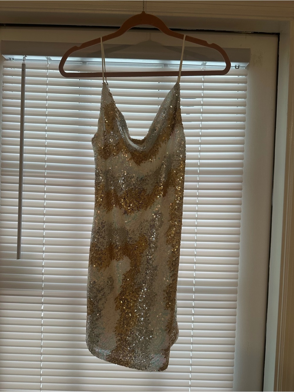 Hello Molly Silver and Gold Sequin Cowl Mini Dress - Picture 3 of 3